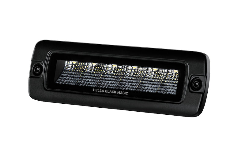 Hella Universal Black Magic 6 L.E.D. Flush Mount Mini Light Bar - Flood Beam - Lights