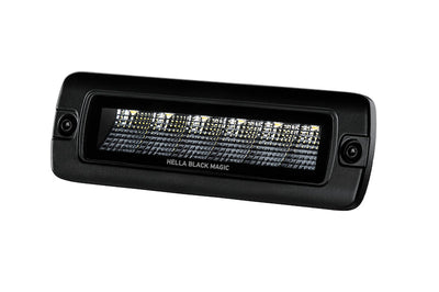 Hella Universal Black Magic 6 L.E.D. Flush Mount Mini Light Bar - Flood Beam - Lights