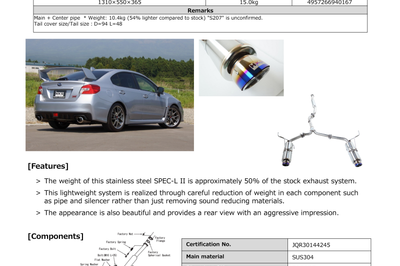 HKS Hi-Power SPEC-L2 VAB EJ20 - Exhaust Mufflers & Tips