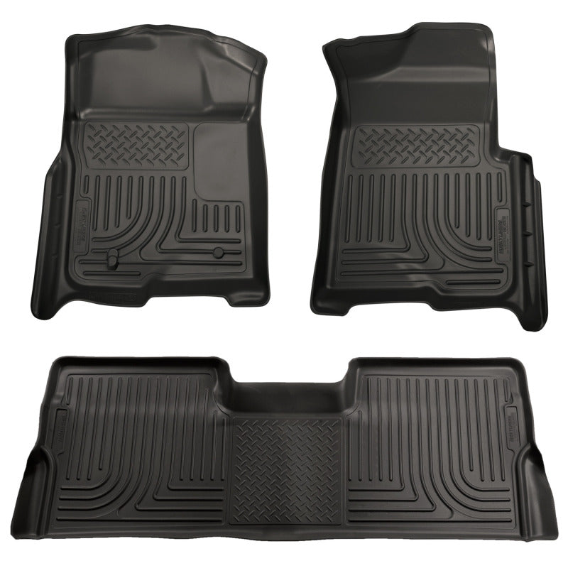 Husky Liners 08-10 Ford SD Crew Cab WeatherBeater Combo Black Floor (w/o Manual Trans Case) - Mats