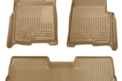 Husky Liners 08-10 Ford SD Crew Cab WeatherBeater Combo Tan Floor (w/o Manual Trans Case) - Mats