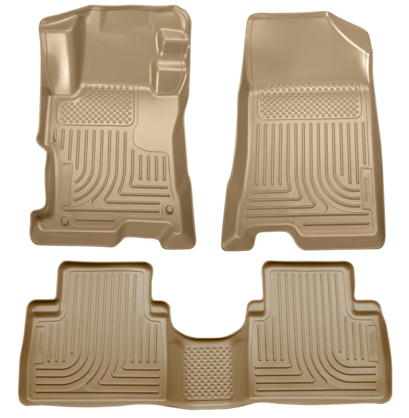 Husky Liners 08-12 Honda Accord (4DR) WeatherBeater Combo Tan Floor (One Piece for 2nd Row) - Mats