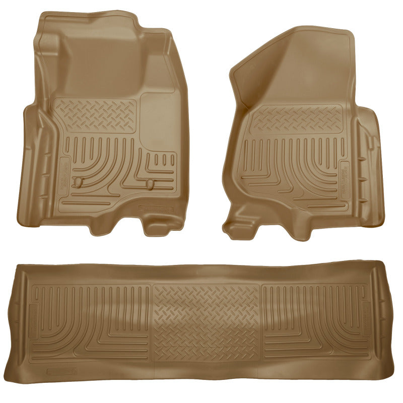 Husky Liners 11-12 Ford SD Crew Cab WeatherBeater Combo Tan Floor (w/o Manual Trans Case) - Mats