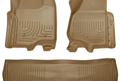 Husky Liners 11-12 Ford SD Crew Cab WeatherBeater Combo Tan Floor (w/o Manual Trans Case) - Mats