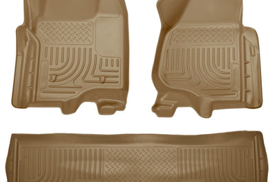 Husky Liners 11-12 Ford SD Crew Cab WeatherBeater Combo Tan Floor (w/o Manual Trans Case) - Mats