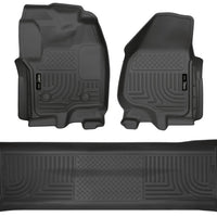 Husky Liners 2012.5 Ford SD Crew Cab WeatherBeater Combo Black Floor (w/o Manual Trans Case) - Mats