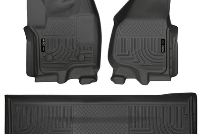 Husky Liners 2012.5 Ford SD Crew Cab WeatherBeater Combo Black Floor (w/o Manual Trans Case) - Mats