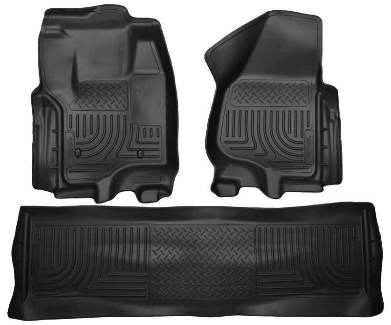 Husky Liners 2012.5 Ford SD Crew Cab WeatherBeater Combo Black Floor (w/o Manual Trans Case) - Mats