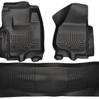 Husky Liners 2012.5 Ford SD Crew Cab WeatherBeater Combo Black Floor (w/o Manual Trans Case) - Mats