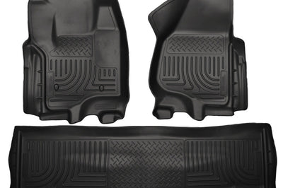 Husky Liners 2012.5 Ford SD Crew Cab WeatherBeater Combo Black Floor (w/o Manual Trans Case) - Mats