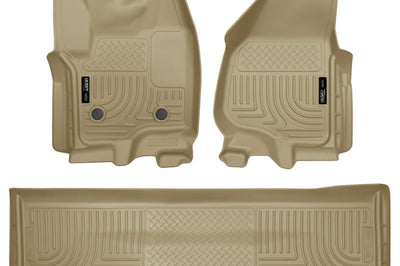 Husky Liners 2012.5 Ford SD Crew Cab WeatherBeater Combo Tan Floor (w/o Manual Trans Case) - Mats