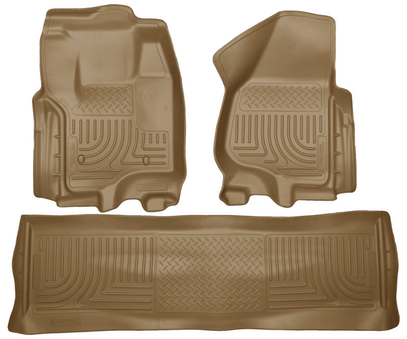 Husky Liners 2012.5 Ford SD Crew Cab WeatherBeater Combo Tan Floor (w/o Manual Trans Case) - Mats