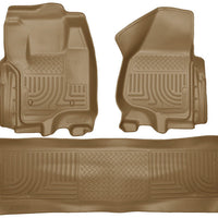 Husky Liners 2012.5 Ford SD Crew Cab WeatherBeater Combo Tan Floor (w/o Manual Trans Case) - Mats