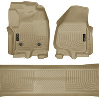 Husky Liners 2012.5 Ford SD Crew Cab WeatherBeater Combo Tan Floor (w/o Manual Trans Case) - Mats