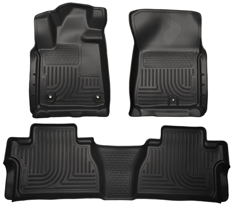Husky Liners 2014 Toyota Tundra Double Cab Pickup WeatherBeater Black Front & 2nd Seat Floor - Mats