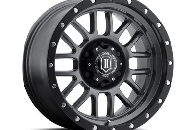 ICON Alpha 17x8.5 6x5.5 0mm Offset 4.75in BS 106.1mm Bore Gun Metal Wheel - Wheels