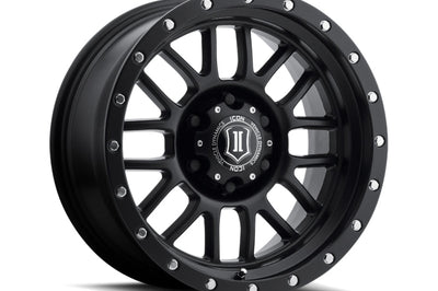 ICON Alpha 17x8.5 6x5.5 0mm Offset 4.75in BS 106.1mm Bore Satin Black Wheel - Wheels