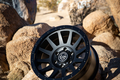 ICON Compression 17x8.5 6x5.5 0mm Offset 4.75in BS 106.1mm Bore Double Black Wheel - Wheels