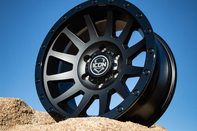 ICON Compression 17x8.5 6x5.5 0mm Offset 4.75in BS 106.1mm Bore Double Black Wheel - Wheels