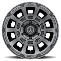 ICON Thrust 17x8.5 6x5.5 0mm Offset 4.75in BS 106.1mm Bore Smoked Satin Black Wheel - Wheels