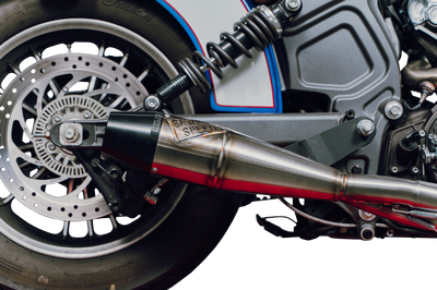 Sawicki Indian Scout Mid Length Brushed Ss W/ Blk End Cap - Harddrive Products