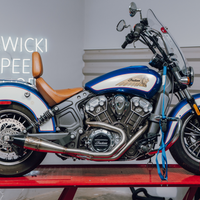 Sawicki Indian Scout Mid Length Brushed Ss W/ Blk End Cap - Harddrive Products