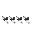 Injector Dynamics 1050X Injectors 14mm (Grey) Adaptor Top - (Silver) Bottom Adapter (Set of 4) - Fuel Delivery