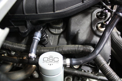 J&L 11-17 Ford Mustang V6 Passenger Side Oil Separator 3.0 - Clear Anodized - Engine Components