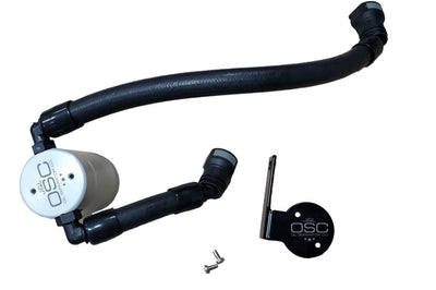 J&L 2020-2022 Ford Mustang GT500 Passenger Side Oil Separator 3.0 - Clear Anodized - Engine Components