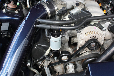 J&L 99-04 Ford Mustang GT Passenger Side Oil Separator 3.0 - Clear Anodized - Engine Components
