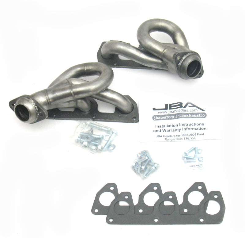 JBA 02-08 Ford Ranger 3.0L V6 w/o EGR 1-1/2in Primary Raw 409SS Cat4Ward Header - Exhaust Mufflers & Tips