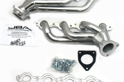 JBA 02-13 GM Truck 4.8L/5.3L LS Silver Ctd Cat4Ward Header - Exhaust Mufflers & Tips