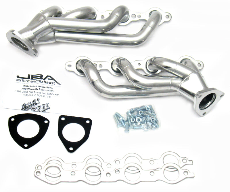 JBA 03-06 GM Truck 6.0L LS w/o EGR 1-5/8in Primary Silver Ctd Cat4Ward Header - Exhaust Mufflers & Tips