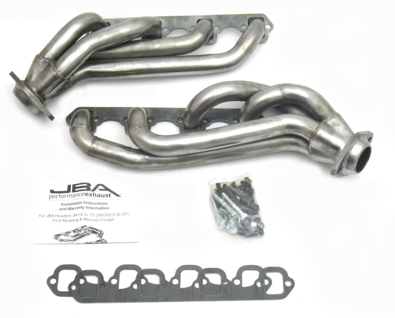 JBA 65-73 Ford Mustang 260-302 SBF w/GT40-P Heads 1-5/8in Primary Raw 409SS Mid Length Header - Exhaust Mufflers & Tips