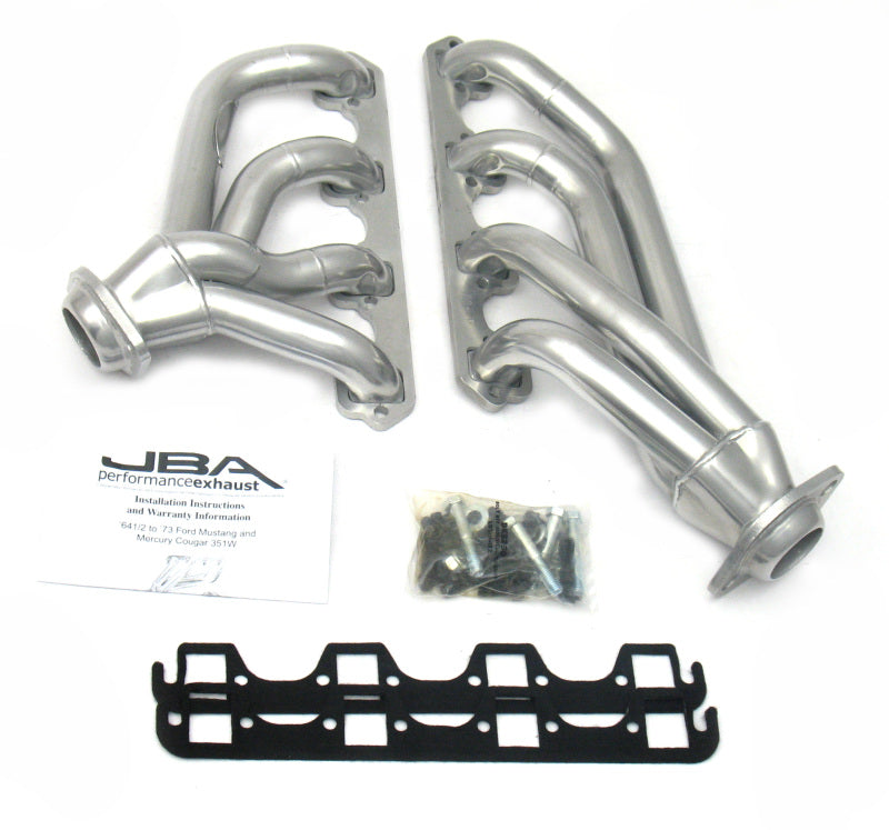 JBA 65-73 Ford Mustang 351W SBF 1-5/8in Primary Silver Ctd Mid Length Header - Exhaust Mufflers & Tips