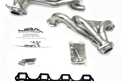 JBA 87-96 Ford F-150 5.8L SBF 1-5/8in Primary Silver Ctd Cat4Ward Header - Exhaust Mufflers & Tips
