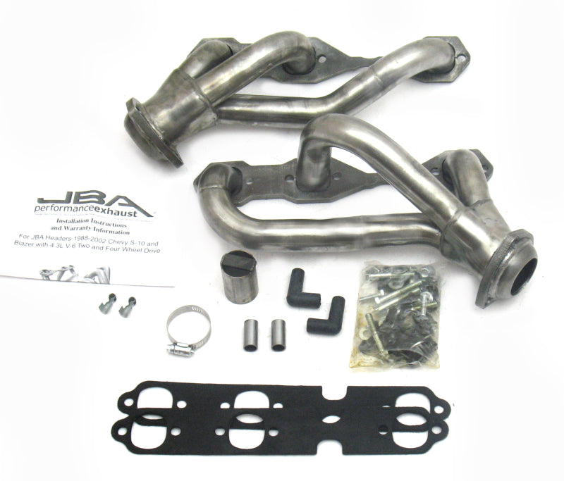 JBA 88-95 & 02-03 GM S-Truck 4.3L V6 4WD 1-1/2in Primary Raw 409SS Cat4Ward Header - Exhaust Mufflers Tips