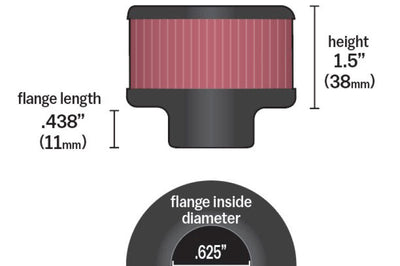 K&N Engineering 0.625 inch ID 2 OD 1.5 H Clamp On Crankcase Vent Filter - Air Filters