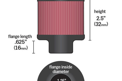 K&N Engineering 1.25in Flange ID x 3in OD 2.5 inch H Rubber Base Crankcase Vent Filter - Air Filters