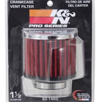 K&N Engineering 1.5in Flange ID x 3in OD 2.5in H Chrome Finish Rubber Base Crankcase Vent Filter - Air Filters