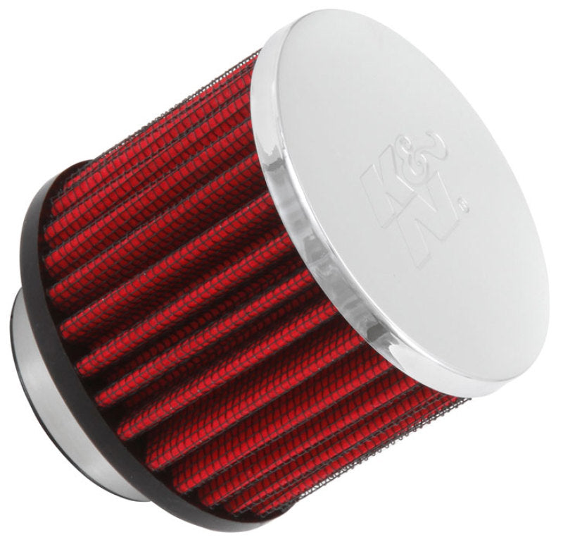 K&N Engineering 1.5in Flange ID x 3in OD 2.5in H Chrome Finish Rubber Base Crankcase Vent Filter - Air Filters