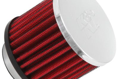 K&N Engineering 1.5in Flange ID x 3in OD 2.5in H Chrome Finish Rubber Base Crankcase Vent Filter - Air Filters