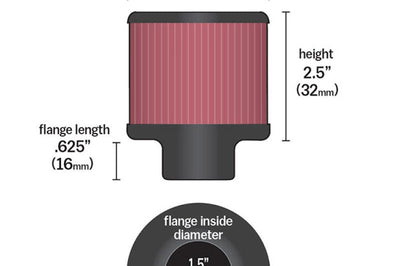 K&N Engineering 1.5in Flange ID x 3in OD 2.5in Height Clamp On Crankcase Vent Filter - Air Filters