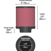 K&N Engineering 1.75 inch Vent 3 D 2.5 H Air Filter - Rubber Top - Filters