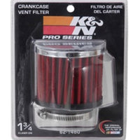 K&N Engineering 1.75in Flange ID x 3in OD 2.5in H Chrome Finish Rubber Base Crankcase Vent Filter - Air Filters