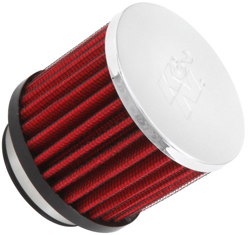 K&N Engineering 1.75in Flange ID x 3in OD 2.5in H Chrome Finish Rubber Base Crankcase Vent Filter - Air Filters