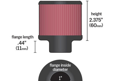 K&N Engineering 1 inch ID 3 OD 2.375 H Rubber Base Crankcase Vent Filter - Air Filters