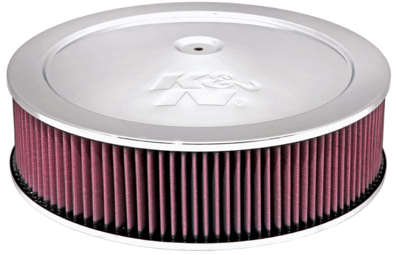 K&N Engineering 14in Red Custom Air Cleaner Assembly - 5.125in ID x OD 3.75in H 1.25in Drop Base - Intake Systems