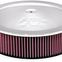 K&N Engineering 14in Red Custom Air Cleaner Assembly - 5.125in ID x OD 3.75in H 1.25in Drop Base - Intake Systems