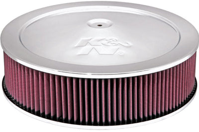 K&N Engineering 14in Red Custom Air Cleaner Assembly - 5.125in ID x OD 3.75in H 1.25in Drop Base - Intake Systems